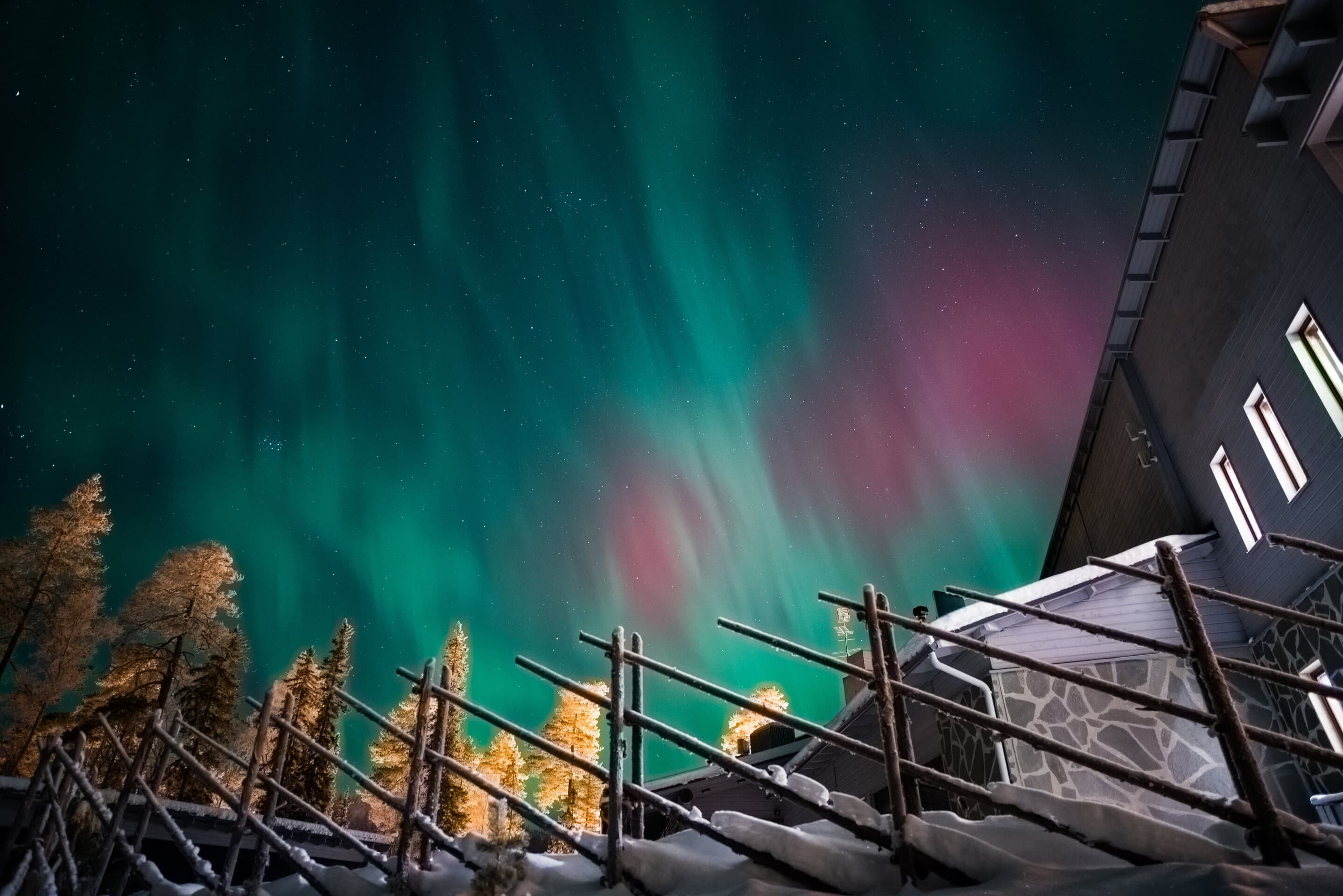 Northern lights above the hotel