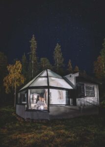 Glass igloo and a sky full of stars