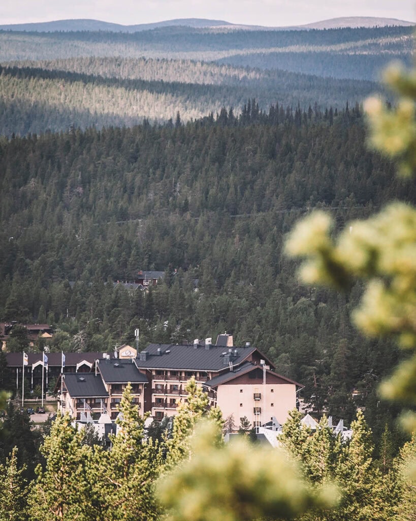 The main building photographed from an opposite fell