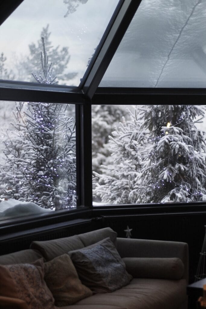 Snowy views from the lobby bar