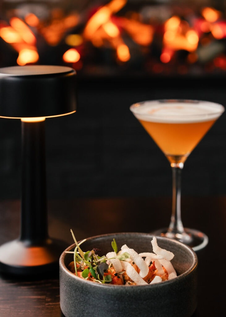 Bar snack and a drink in Nook Lounge