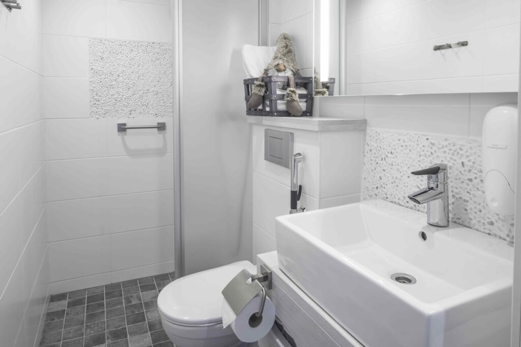 Glass igloo bathroom