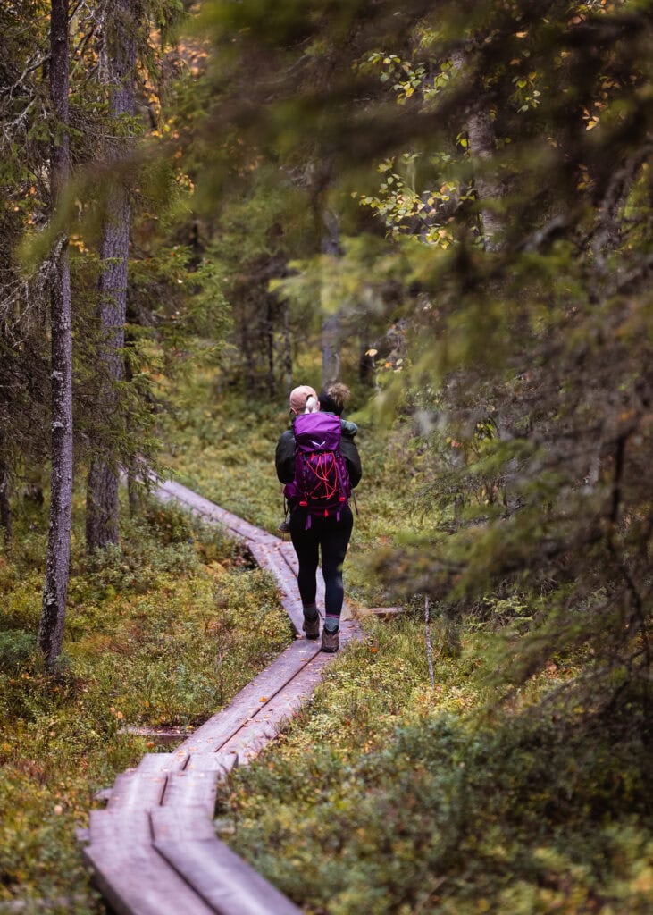 Woman hiking in a forest
