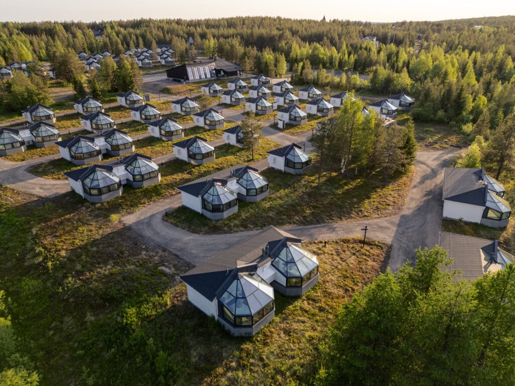 Aerial photo of the hotel area in summer